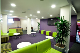 University Breakout - Purple Green Cube Seating