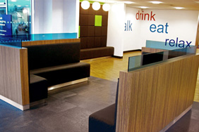 University Reception - Walnut Laminate Metal Trim