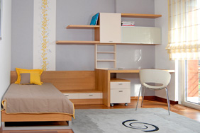 University Bedroom - Beech White Laminate