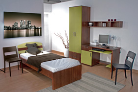 University Bedroom - Walnut Lime Laminate