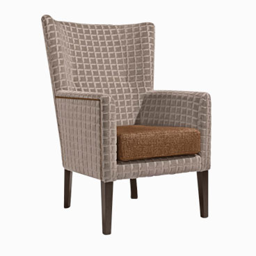 Garcia orange armchair with high back and subtle wing design