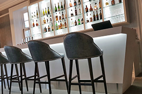 Bespoke University Bar - white-angular-bar-counter