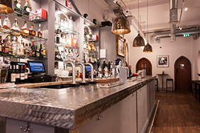 Bespoke University Bar - brushed-stainless-steel-bar-counter-birmingham