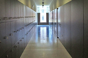 University Lockers - dark-blue-corridor-lockers