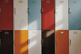 University Lockers - wooden-coloured-lockers-with-handles